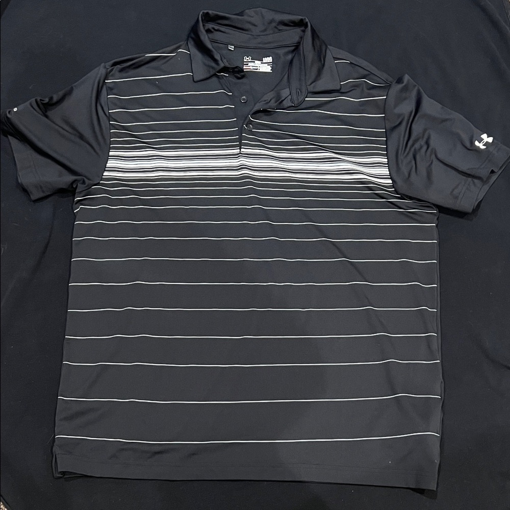 Under Armour Men's Polo with Black and Gray Stripes